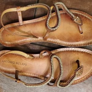 Antonio Melani Tan Snake Sandals
